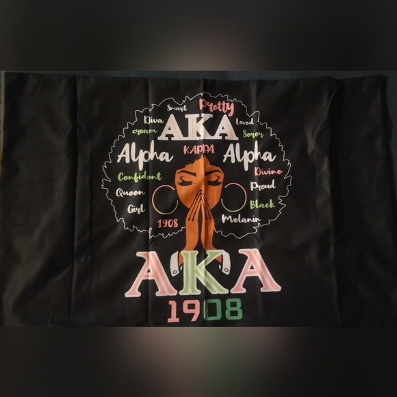 Other - AKA 1908 Afro Pillow Case - Black with Pink & Green Accent